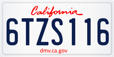 CA license plate 6TZS116