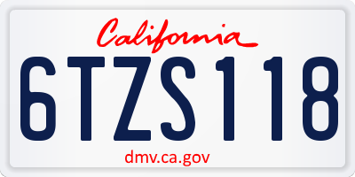 CA license plate 6TZS118