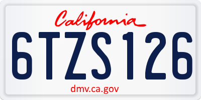 CA license plate 6TZS126