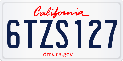 CA license plate 6TZS127