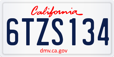 CA license plate 6TZS134