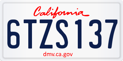 CA license plate 6TZS137
