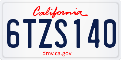 CA license plate 6TZS140