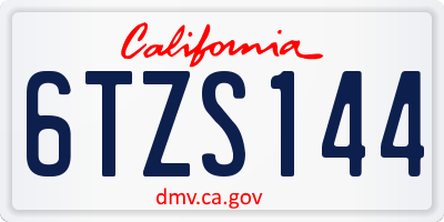 CA license plate 6TZS144
