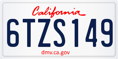 CA license plate 6TZS149