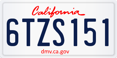CA license plate 6TZS151
