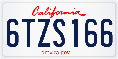 CA license plate 6TZS166