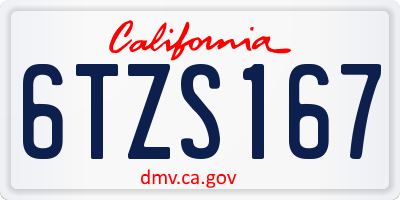 CA license plate 6TZS167