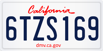 CA license plate 6TZS169