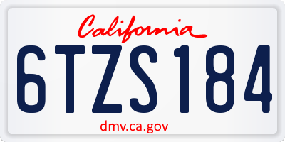 CA license plate 6TZS184