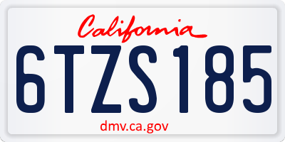 CA license plate 6TZS185
