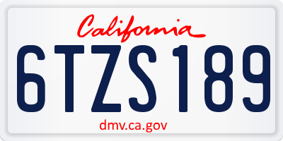 CA license plate 6TZS189