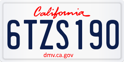 CA license plate 6TZS190