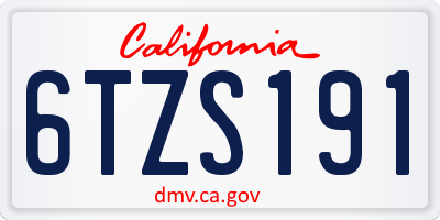 CA license plate 6TZS191