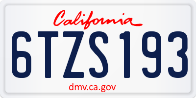 CA license plate 6TZS193
