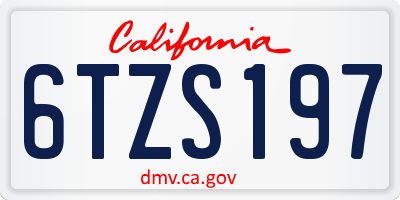 CA license plate 6TZS197