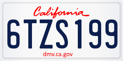 CA license plate 6TZS199