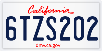 CA license plate 6TZS202