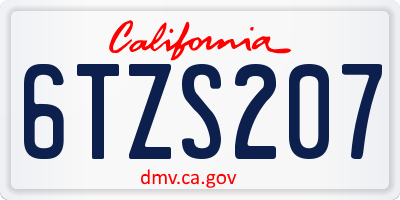 CA license plate 6TZS207