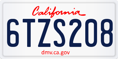 CA license plate 6TZS208