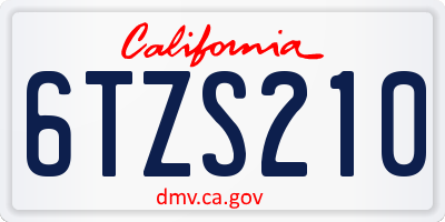 CA license plate 6TZS210
