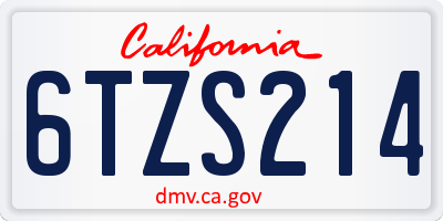 CA license plate 6TZS214