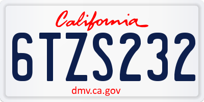 CA license plate 6TZS232