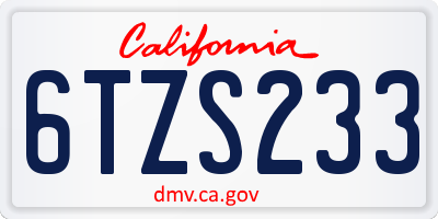 CA license plate 6TZS233