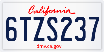CA license plate 6TZS237
