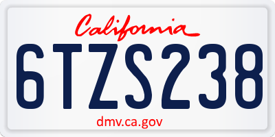 CA license plate 6TZS238