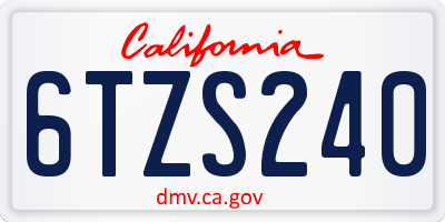 CA license plate 6TZS240