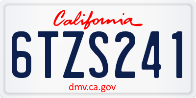 CA license plate 6TZS241