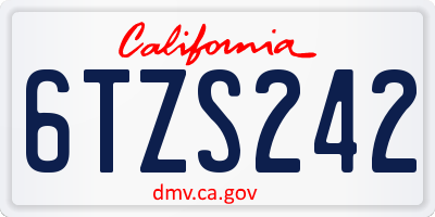 CA license plate 6TZS242