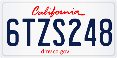CA license plate 6TZS248