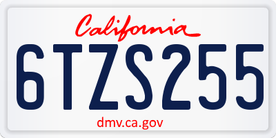 CA license plate 6TZS255