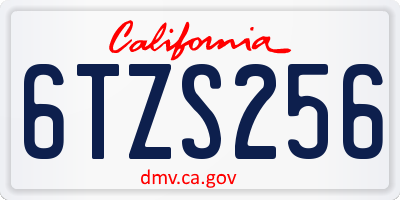 CA license plate 6TZS256