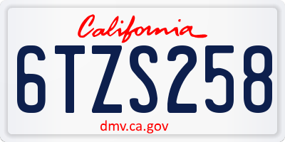 CA license plate 6TZS258
