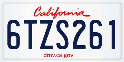 CA license plate 6TZS261