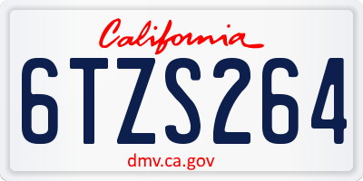 CA license plate 6TZS264
