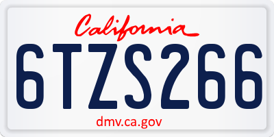 CA license plate 6TZS266