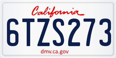 CA license plate 6TZS273