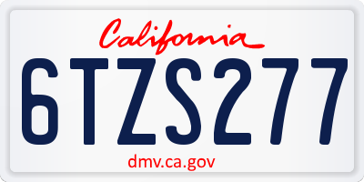 CA license plate 6TZS277
