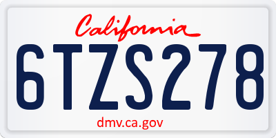 CA license plate 6TZS278