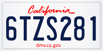 CA license plate 6TZS281