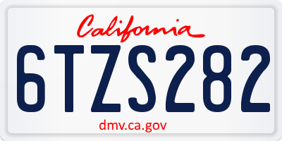 CA license plate 6TZS282