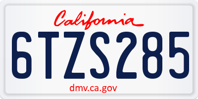 CA license plate 6TZS285