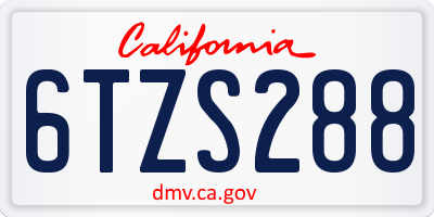 CA license plate 6TZS288