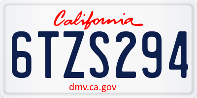 CA license plate 6TZS294