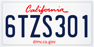 CA license plate 6TZS301