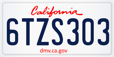 CA license plate 6TZS303